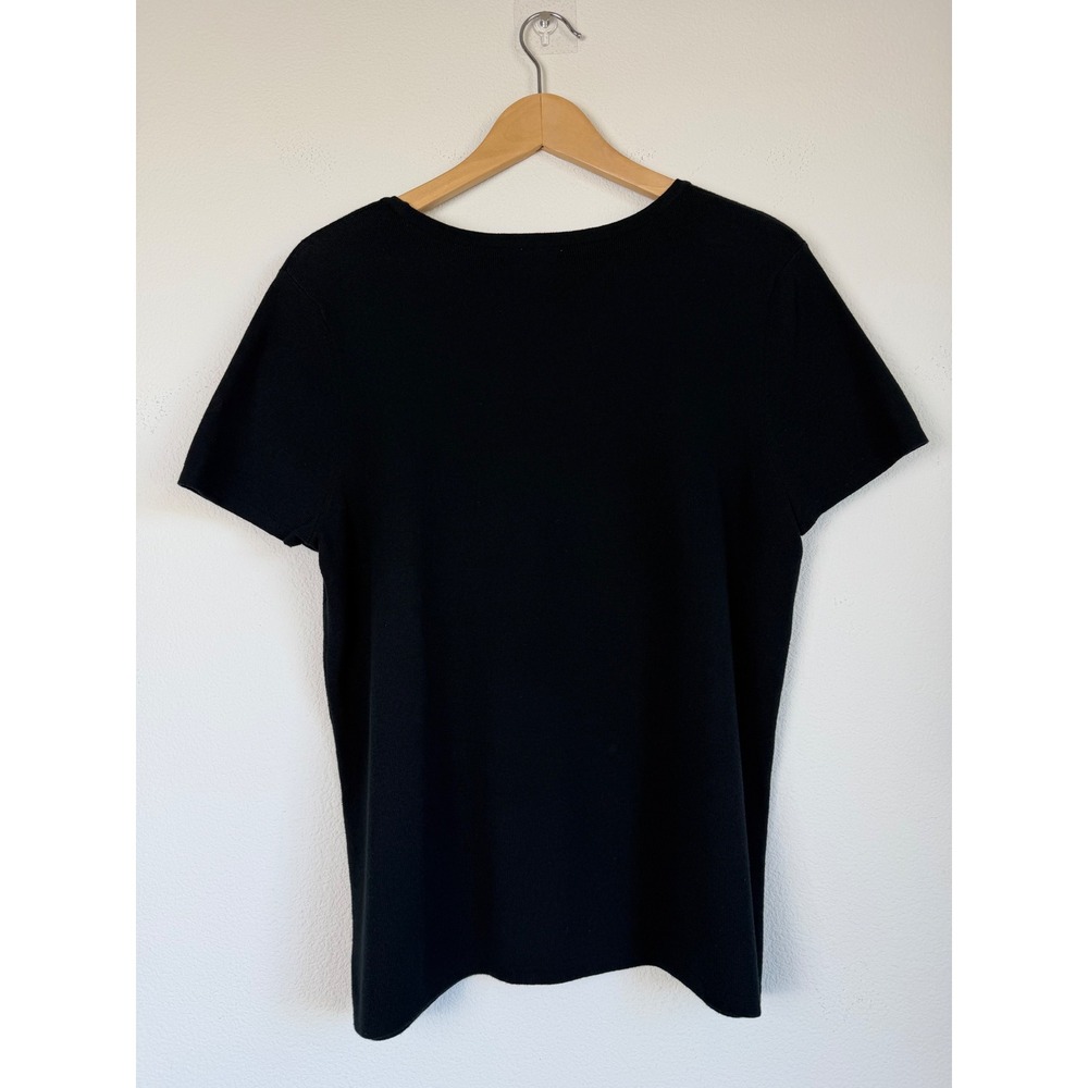 VTG Mercer Street Studio Women Cotton Knit Top Large Black Embellished Sequin - Picture 2 of 7